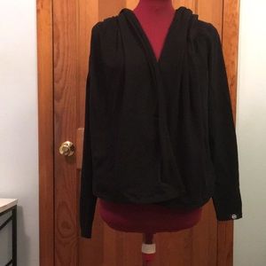 Michael Kors Black Hooded Draped Cardigan